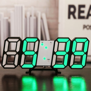 3D LED Digital Alarm Clock Three-dimensional Wall Clock Hanging Watch Table Calendar Thermometer Electronic Clock Furnishings